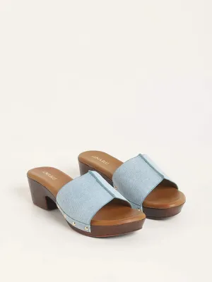 LUNA BLU Blue Slip-On Heel Sandals