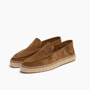 Luxury Men's Espadrilles Mocassin Orlando Taupe Brown Genuine Suede