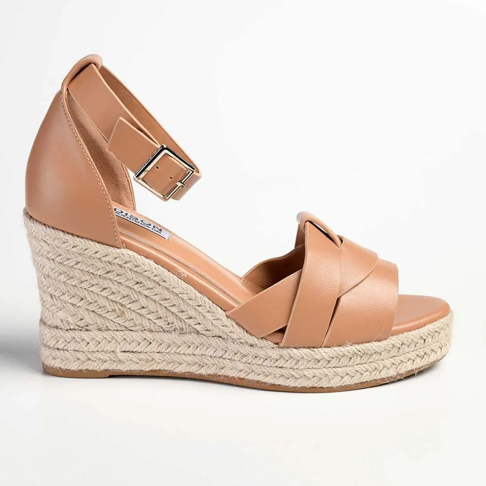 Madison Landry Closed Back Espadrille Wedge Sandal - Nude