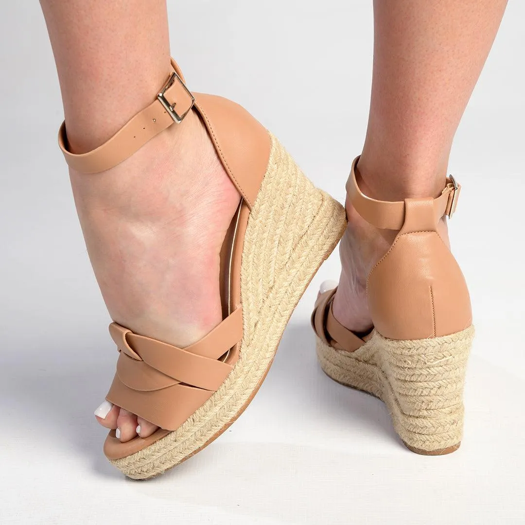 Madison Landry Closed Back Espadrille Wedge Sandal - Nude