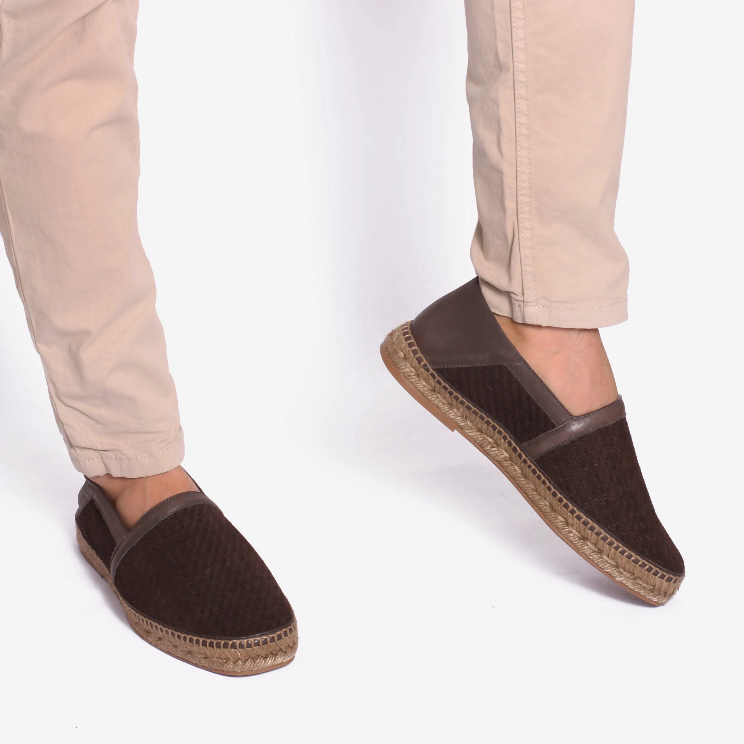 Men's Espadrilles Broadway Genuine Leather Dark Brown