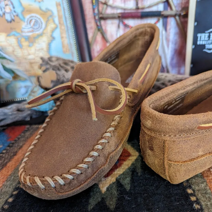 Men's Moccasins, the "Double Bottom Softsole" by Minnetonka 723 Brown Ruff