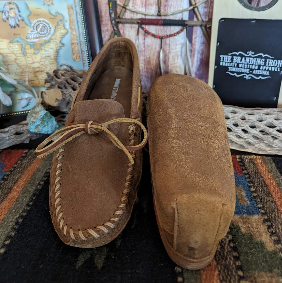 Men's Moccasins, the "Double Bottom Softsole" by Minnetonka 723 Brown Ruff