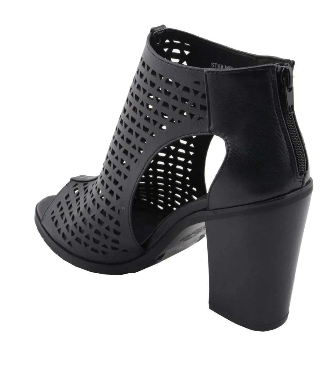 Milwaukee Leather MBL9453 Women's Black Mesh Open-Toe Platform Fashion Casual Heeled Sandals with Buckle Strap