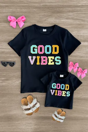 Mom & Me - "Good Vibes" Rainbow Chenille Patch Top