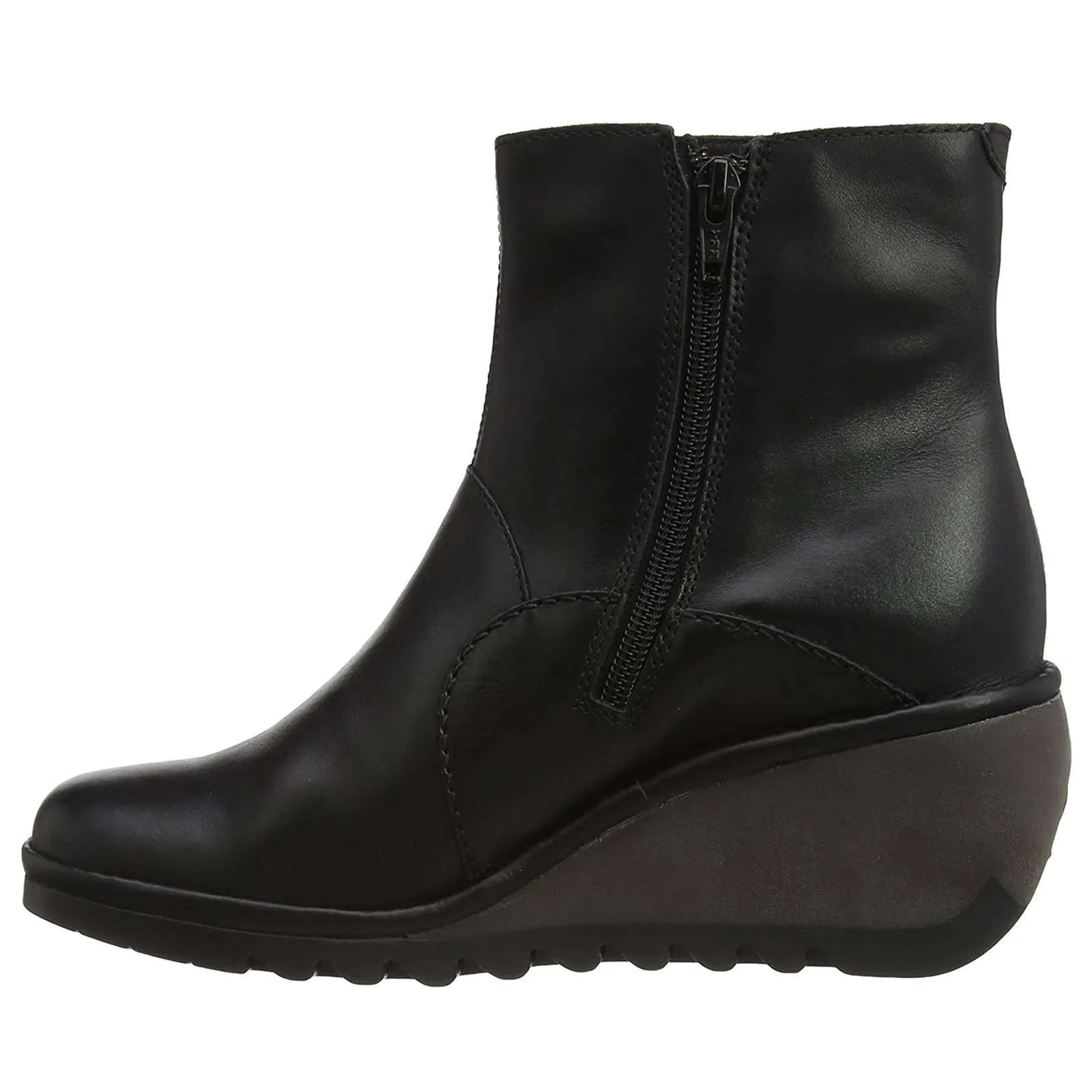 Nest056Fly Leather Women's Zip Up Wedge Heel Ankle Boots