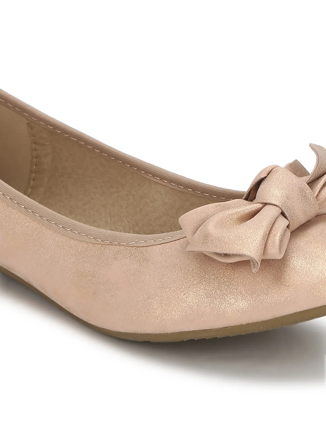 Nude PU Big Bow Belly Flats