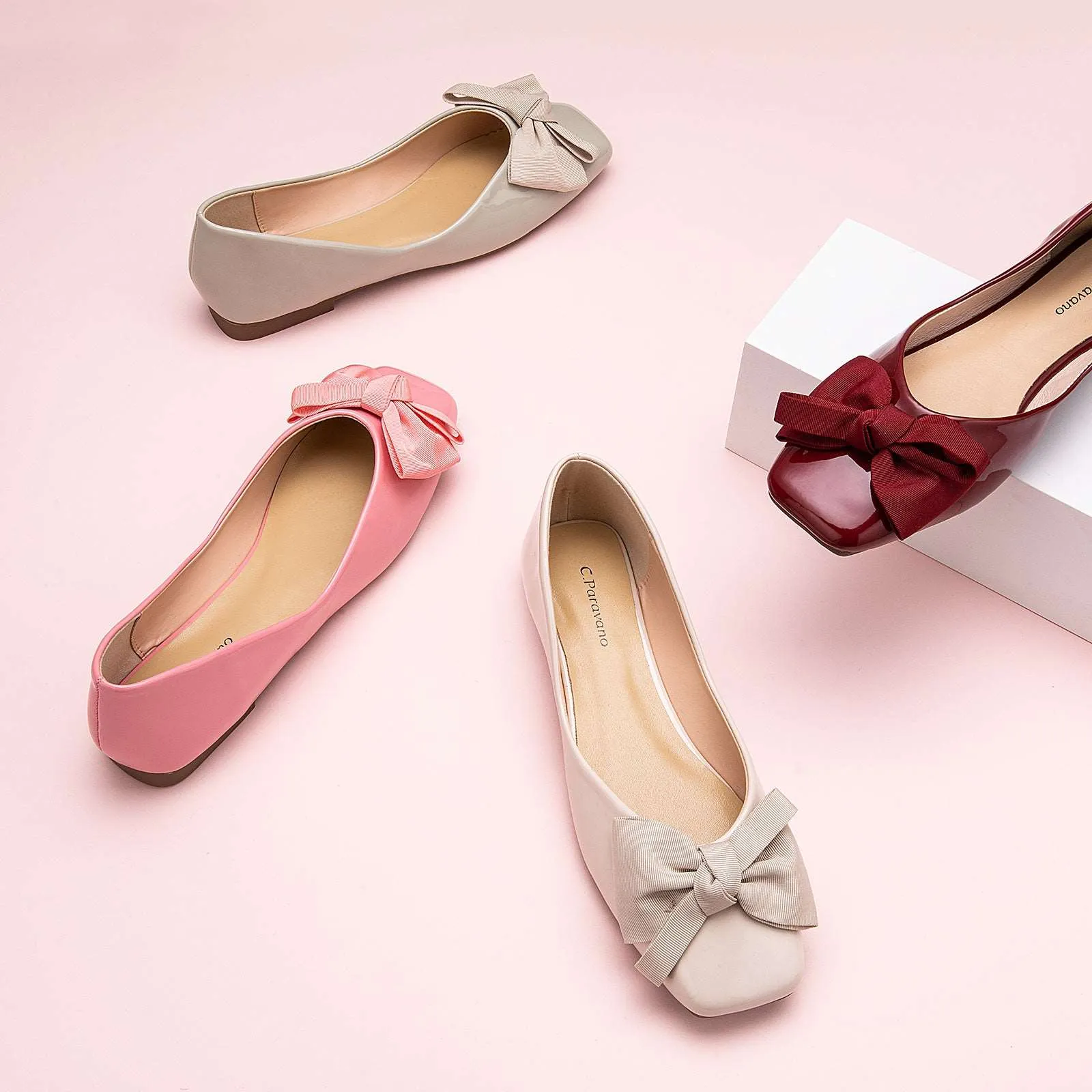 Patent Bow Ballerina Flats (Eva) Grass