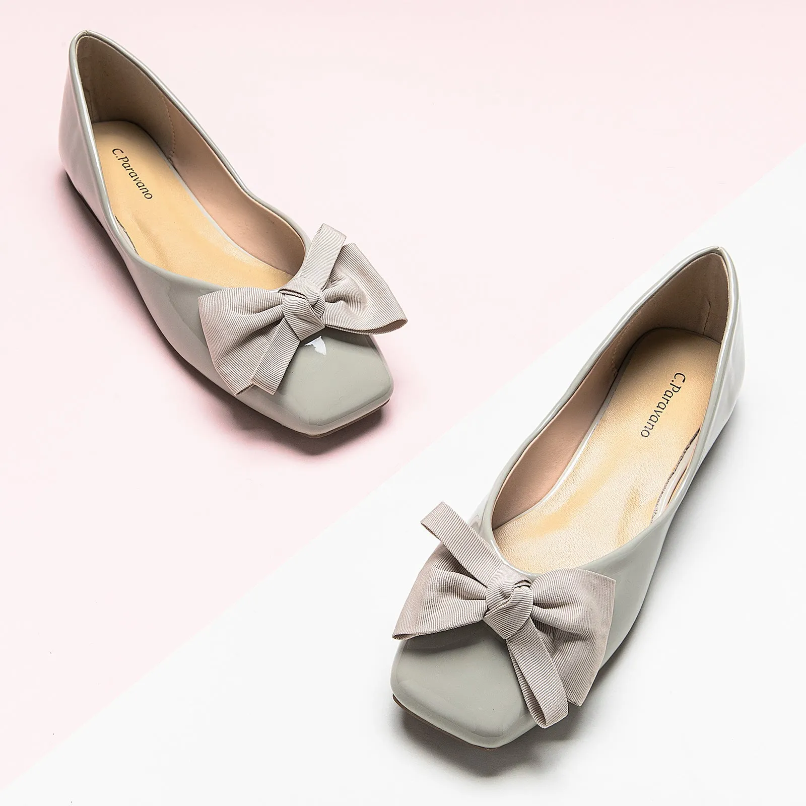 Patent Bow Ballerina Flats (Eva) Grass