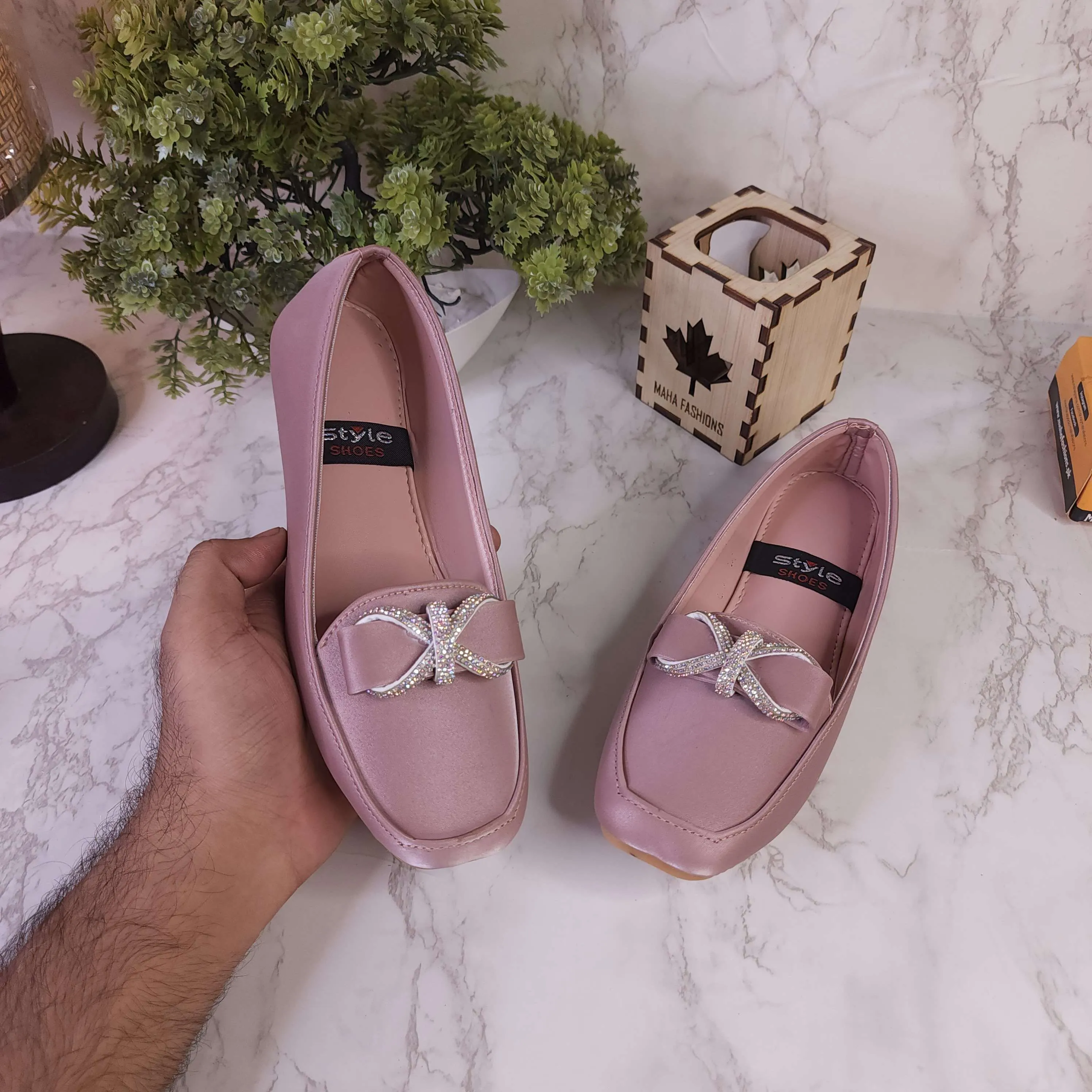 Pink Buckle Loafers