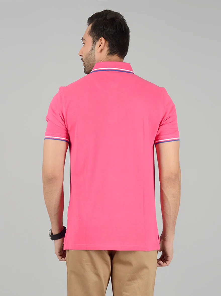 Pink Solid Slim Fit Polo T-Shirt | JadeBlue