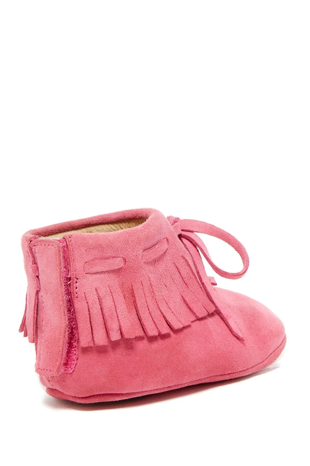 Pink Suede Fringe Moccasins