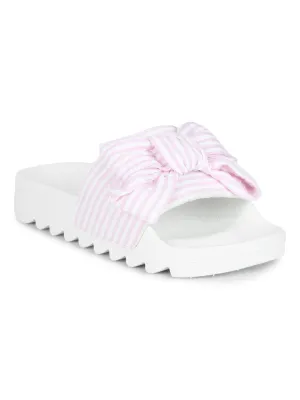 Pink White Gingham Chunky Flat