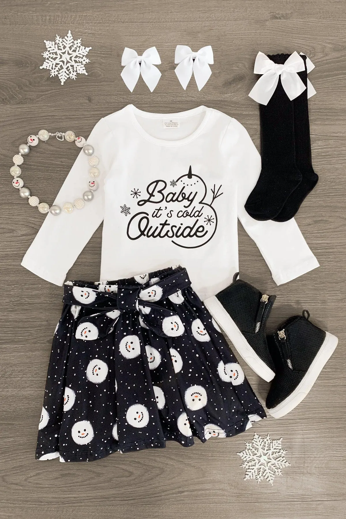 "Baby It's Cold Outside" Snowman Skirt Set