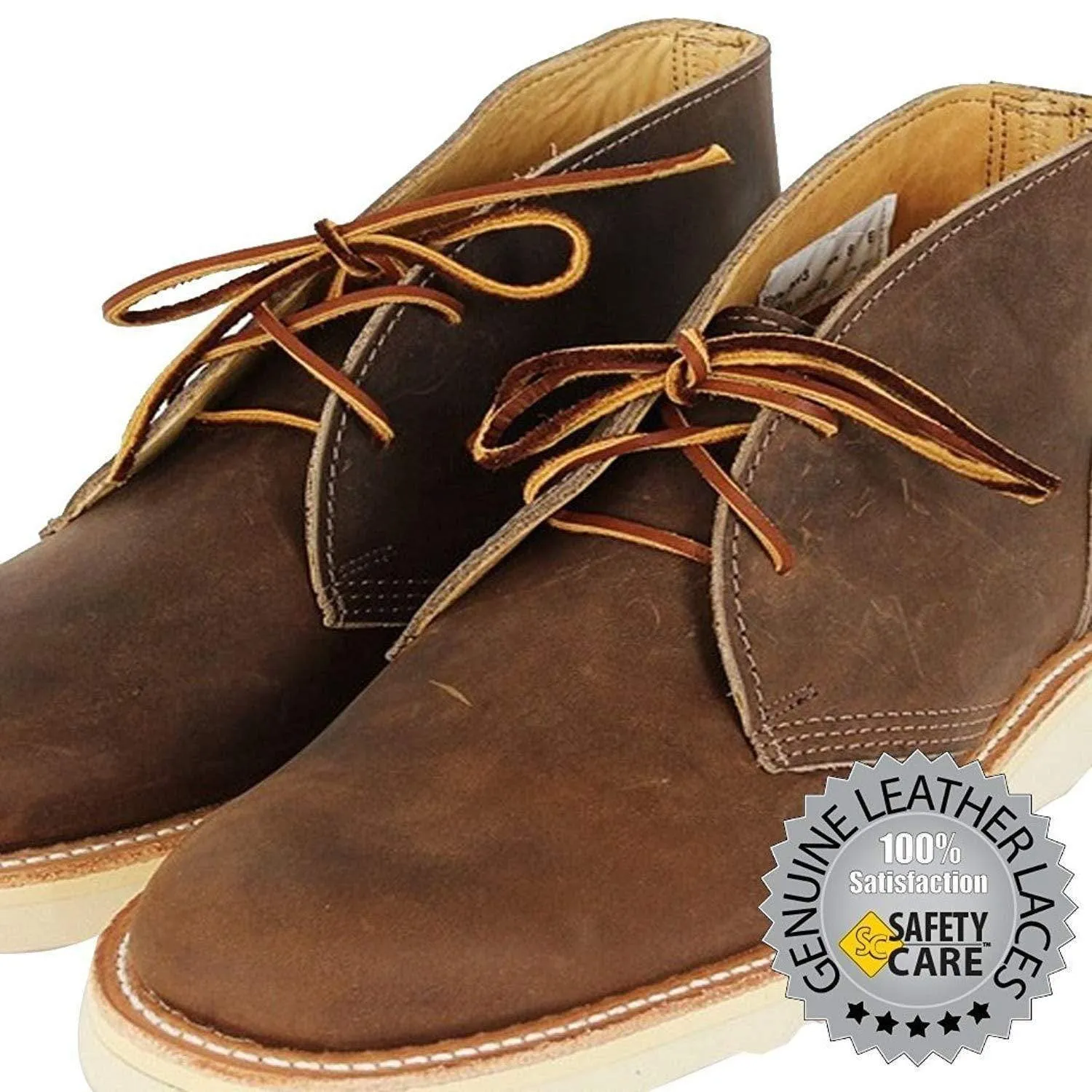 SafetyCare Genuine Leather Boot & Shoe Laces - Easy Sizing Cut to Fit