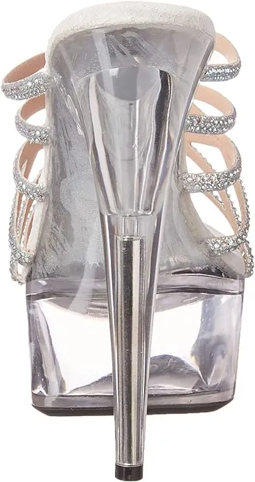 Selena-609 Rhinestone Detailed 6" Mule Sandals