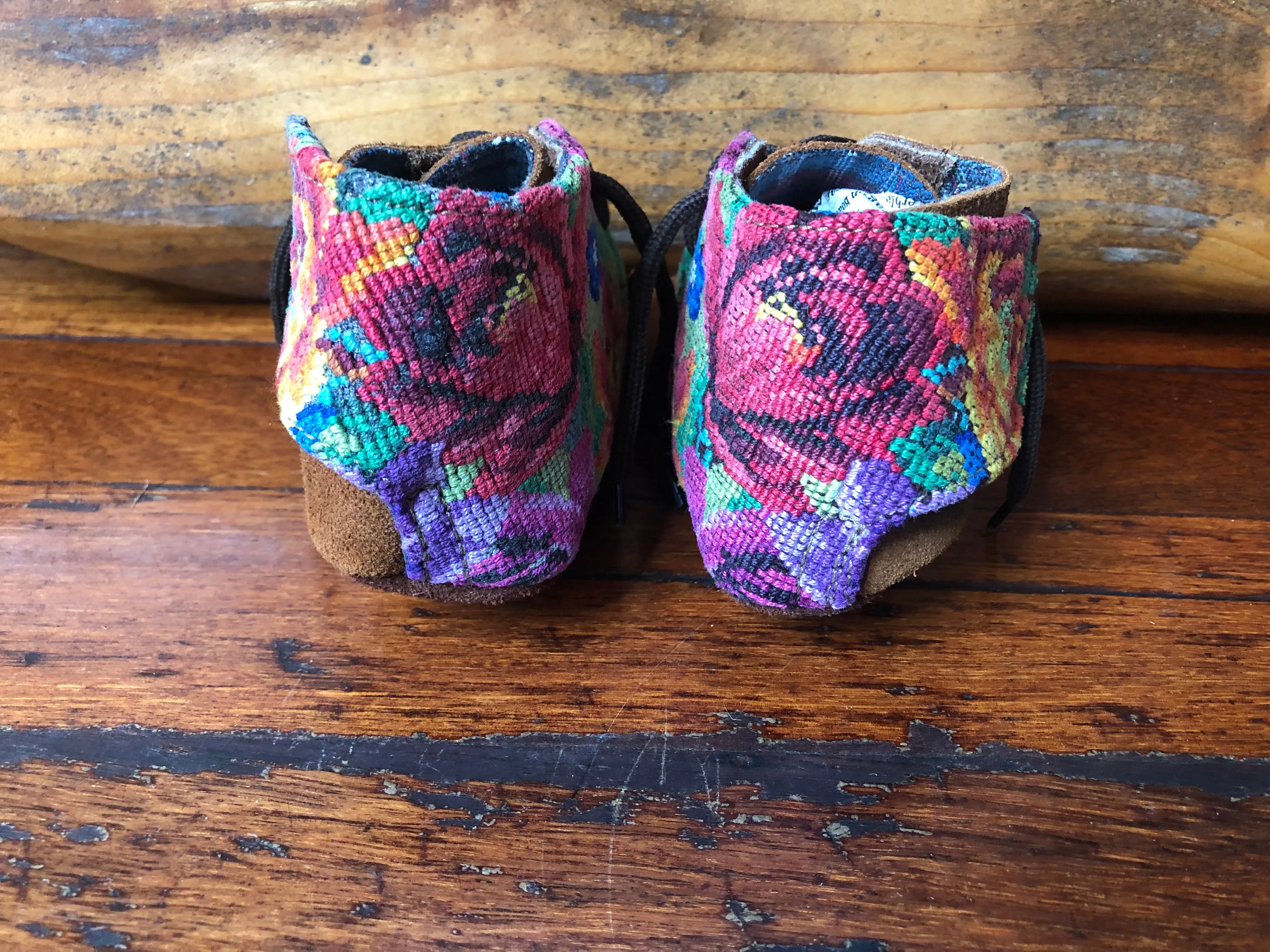 Size 23 Baby Moccasins - Brown with Fluoro Lotus