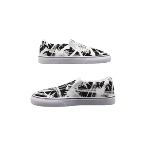 So#6 Men's Slip On Sneakers, black-and-white abstract