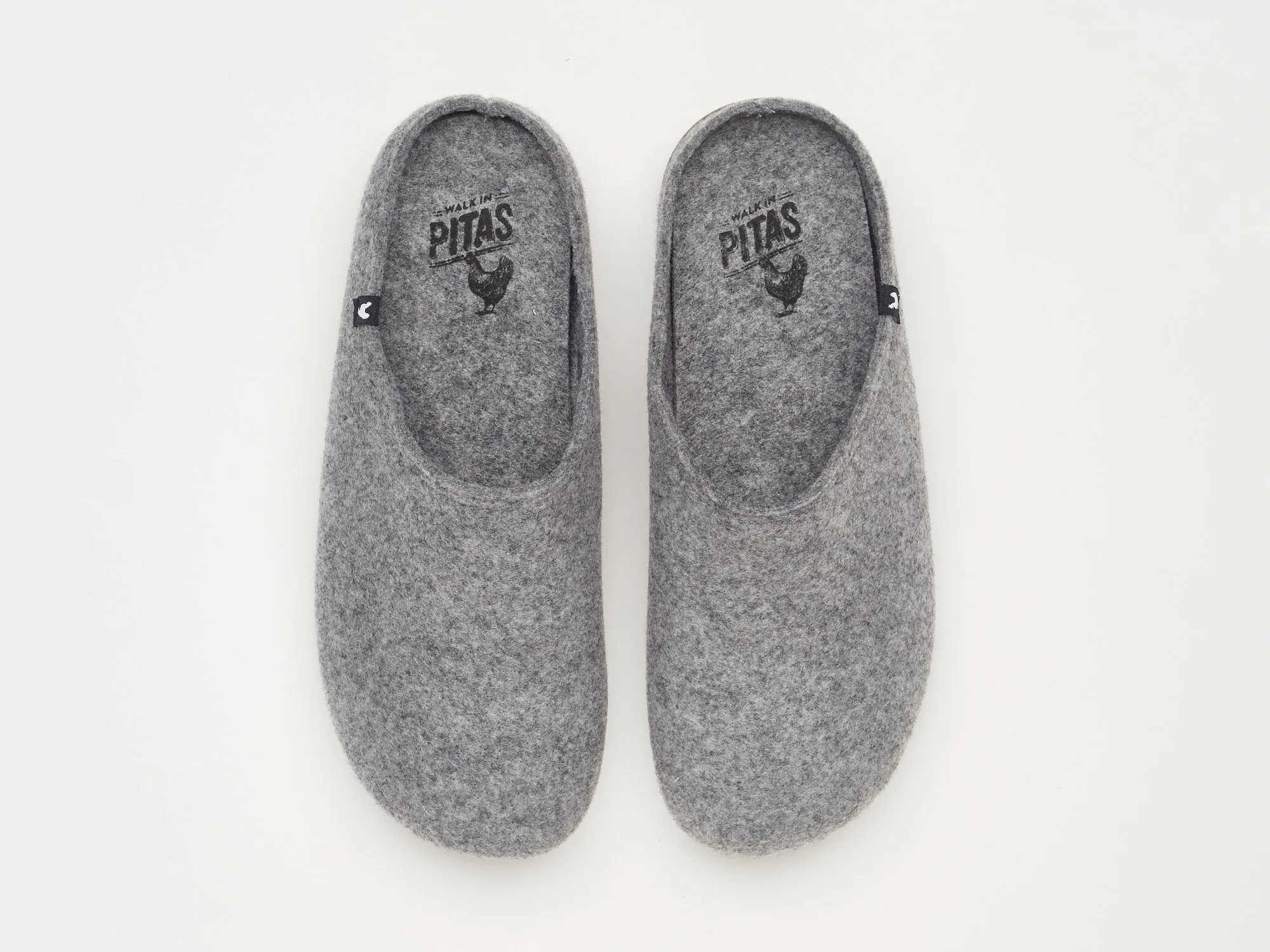 Soft eco felt mule slippers, rubber soles, 100% recycled