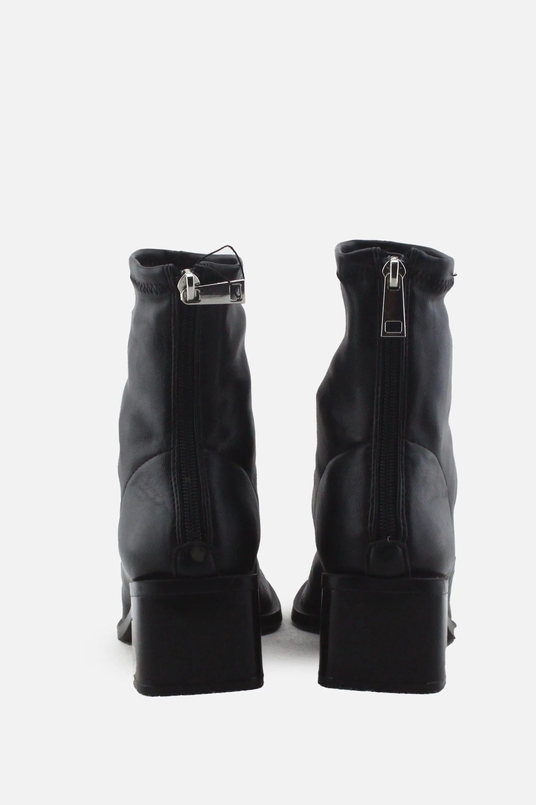 Stradivarius Zipper Block Ankle Boots | 100% Authentic Leather