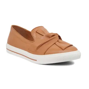 Talia Flat in Tan Leather