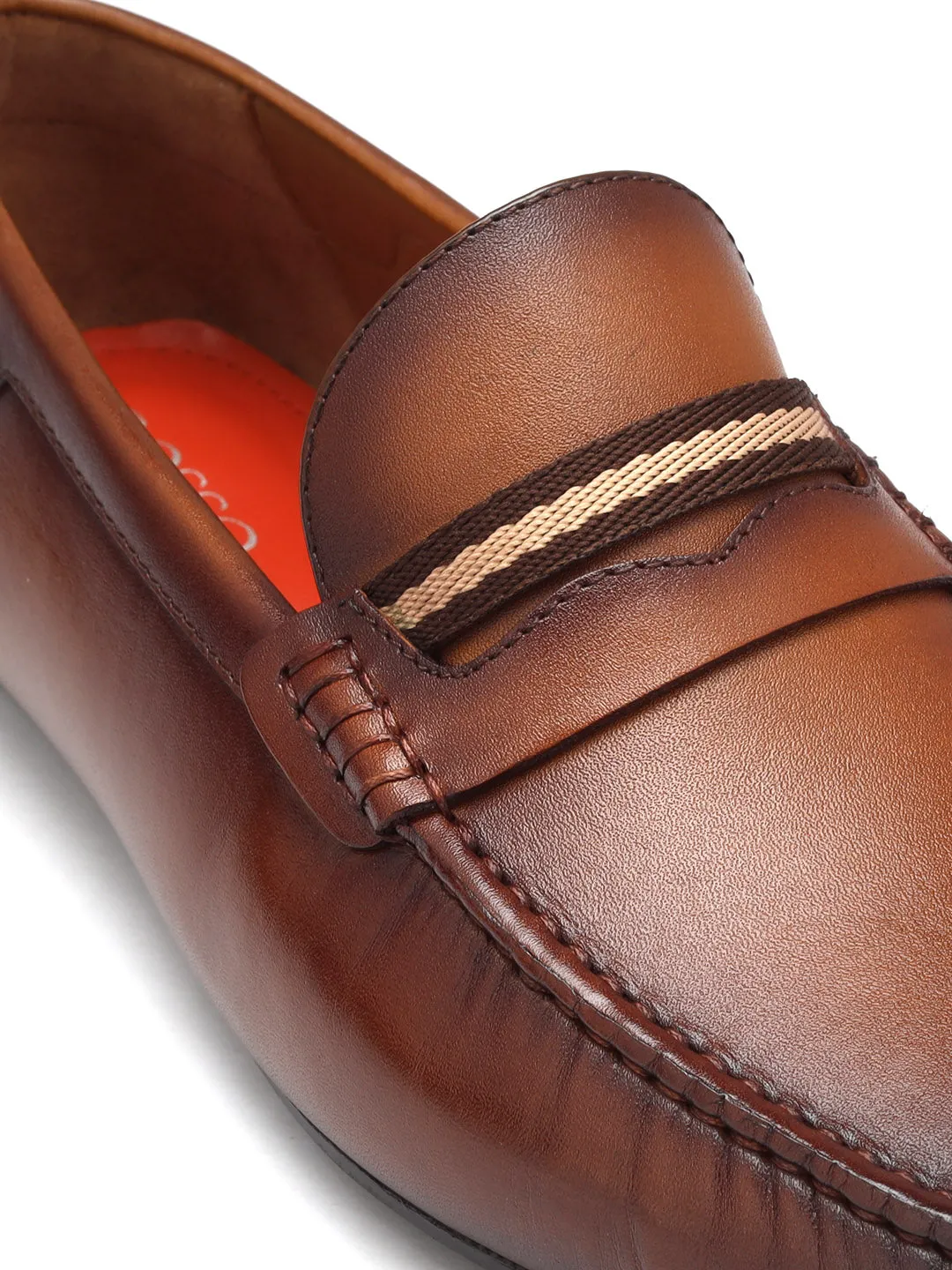 Tan Moccasins With Contrast Panel