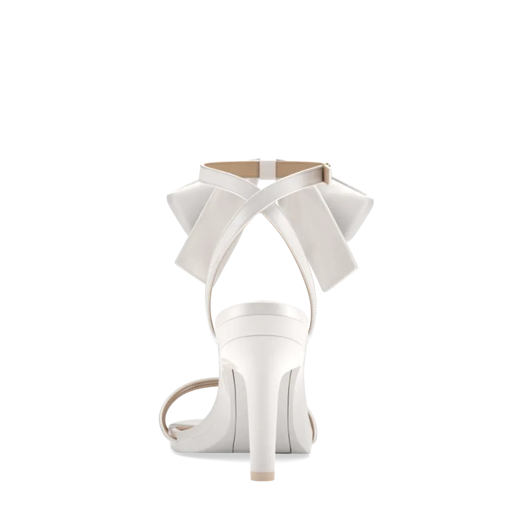 The Brynn White Satin Bow   Stiletto Heel Kit 4 White