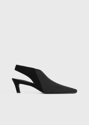 The Mid Heel Elastic Slingback black