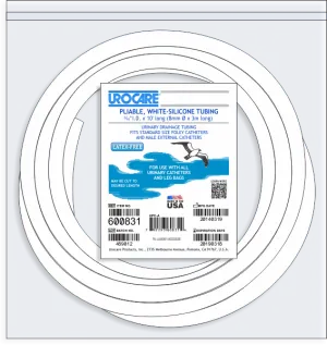 Urocare 600831 Urocare White-Silicone Elastomer Drainage Tubing, Large 0.31" x 10 ft.