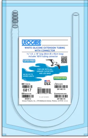 Urocare 6017 White-Silicone Extension Tube, 18" With #6010 Tubing Connector Sterile