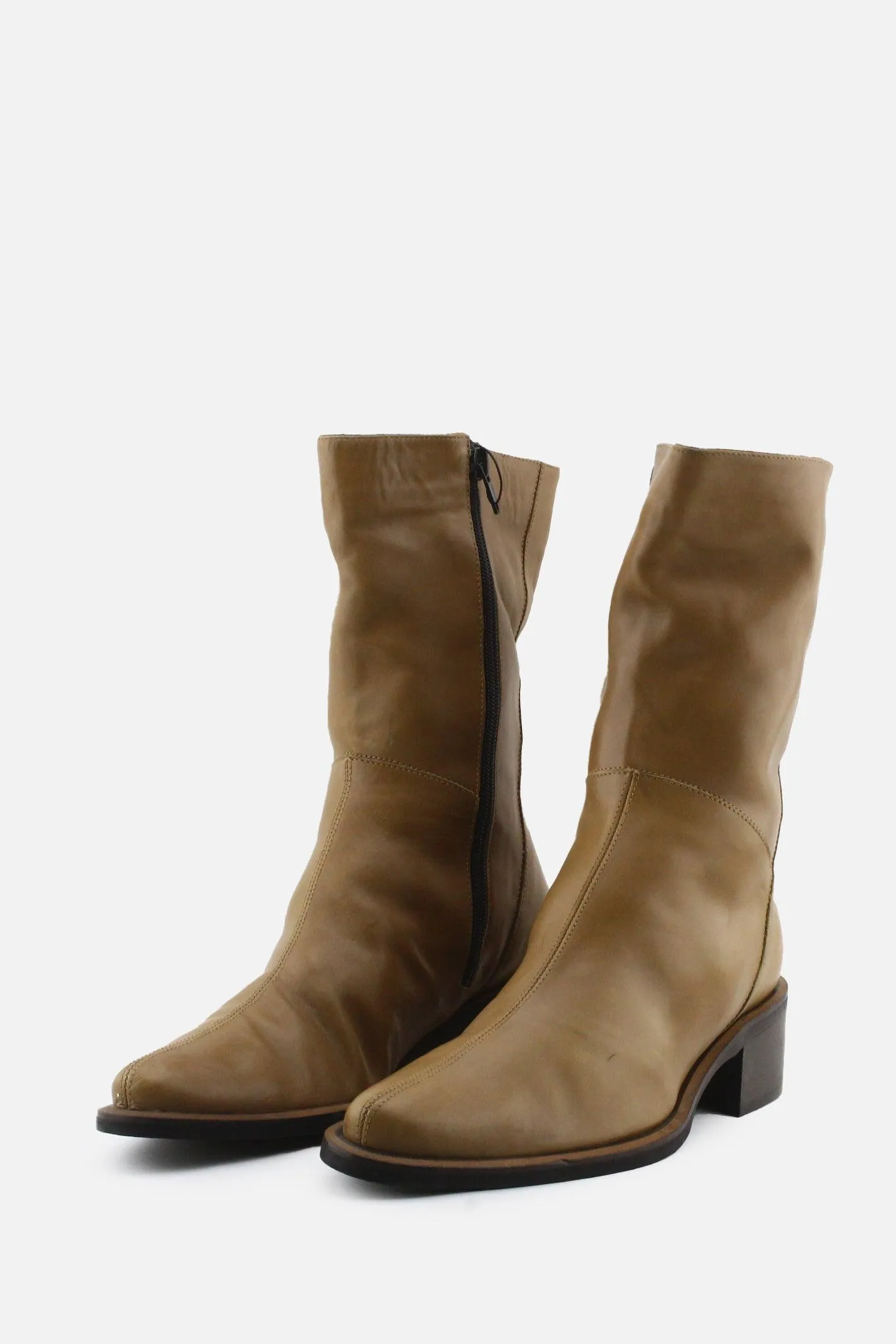 Vera Goma Zipper Block Ankle Boots | 100% Authentic Leather