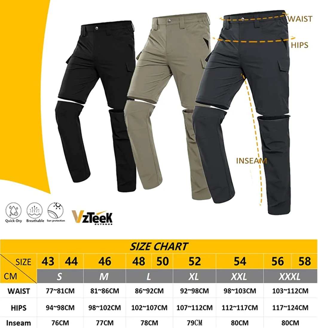 Vzteek Herren Wanderhose Zip Off Trekkinghose Outdoorhose Sommer Softshell Stretch Hose Kurz für Wandern,Baggy,Fahrrad,arbeits