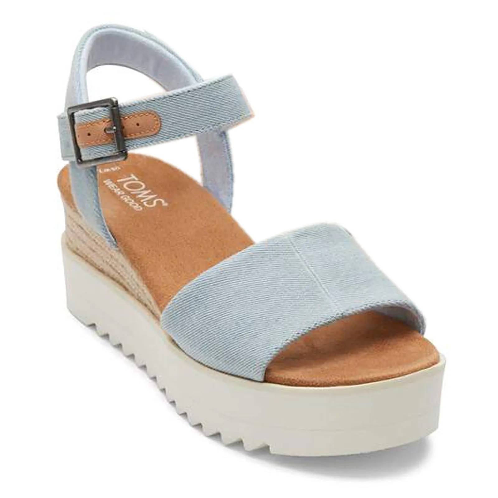 Women's Shoes TOMS DIANA Platform Wedge Sandals 10020750 BLUE WASHED DENIM