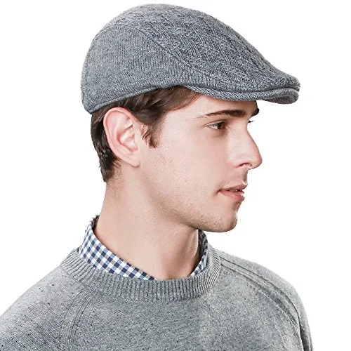 Wool Newsboy Cap for Men Winter Hat Cold Weather Black Ivy Flat Cap