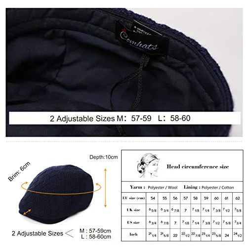 Wool Newsboy Cap for Men Winter Hat Cold Weather Black Ivy Flat Cap